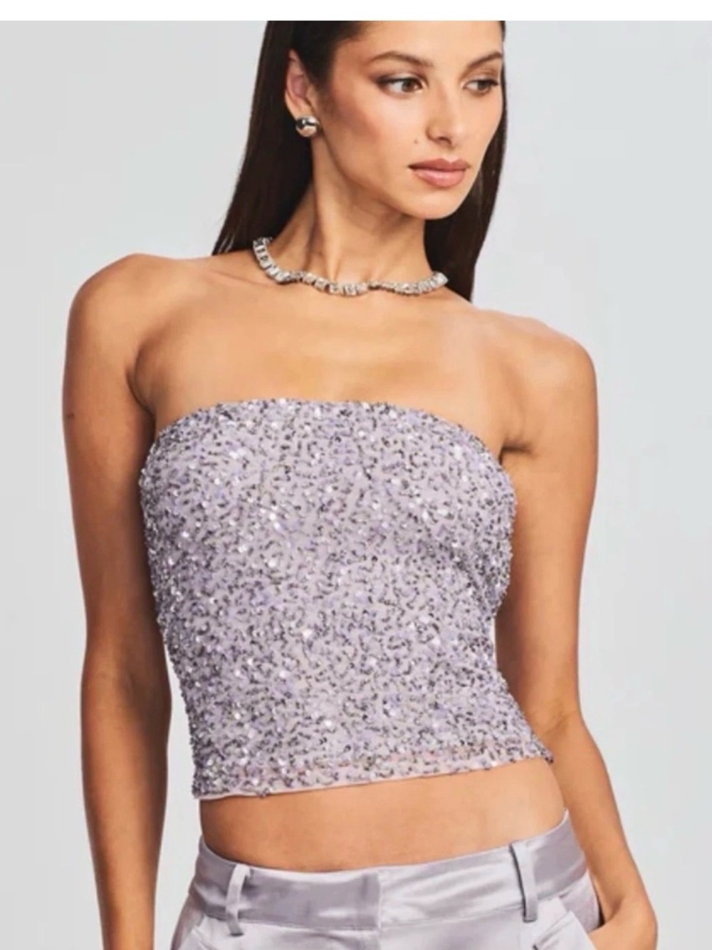 Retrofete Lavender Sequin Strapless Tube Top